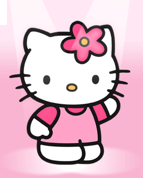 hello kitty saluta in abito rosa