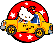 hello kitty guida macchina taxi giallo